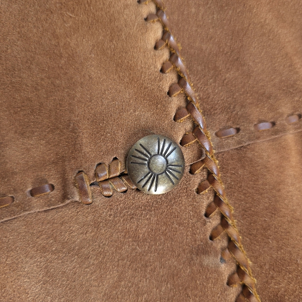 RARE Vintage Ralph Lauren Western Boho Suede Whip Stitch Tooled Leather Jacket - Picture 5 of 13